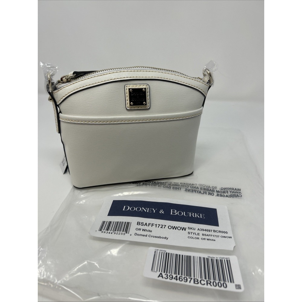 NWT Dooney & Bourke Saffiano Mini Domed Crossbody Off White Gold Hardware - Picture 1 of 11